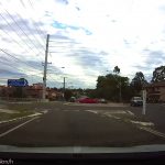 Car driving through a roundabout